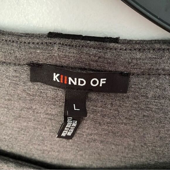 Kind Of Women’s Crew Neck Short Sleeve Cropped Gray Top size L - Picture 2 of 3